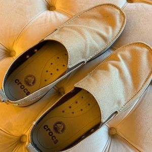 Men’s size 12 slip on brown crocs dress shoes